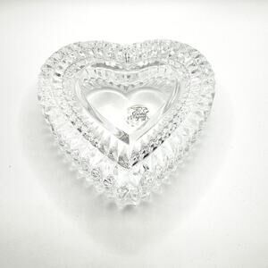 Crystal Heart Shaped Trinket Box Made in France Wedding Gift Mothers Day Love